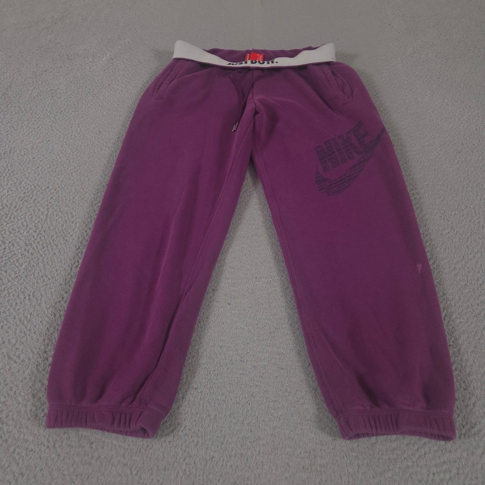 Nike Sweatpants Women Medium Purple Sportswear Rally Fleece Joggers Logo Graphic